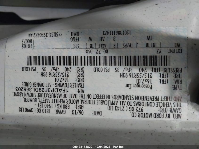 2013 FORD FOCUS SE - 1FADP3F29DL355203