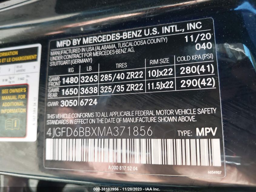 2021 MERCEDES-BENZ AMG GLE 53 COUPE 4MATIC 4JGFD6BBXMA371856