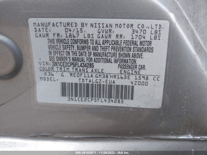 2015 NISSAN VERSA NOTE SR - 3N1CE2CP5FL434285