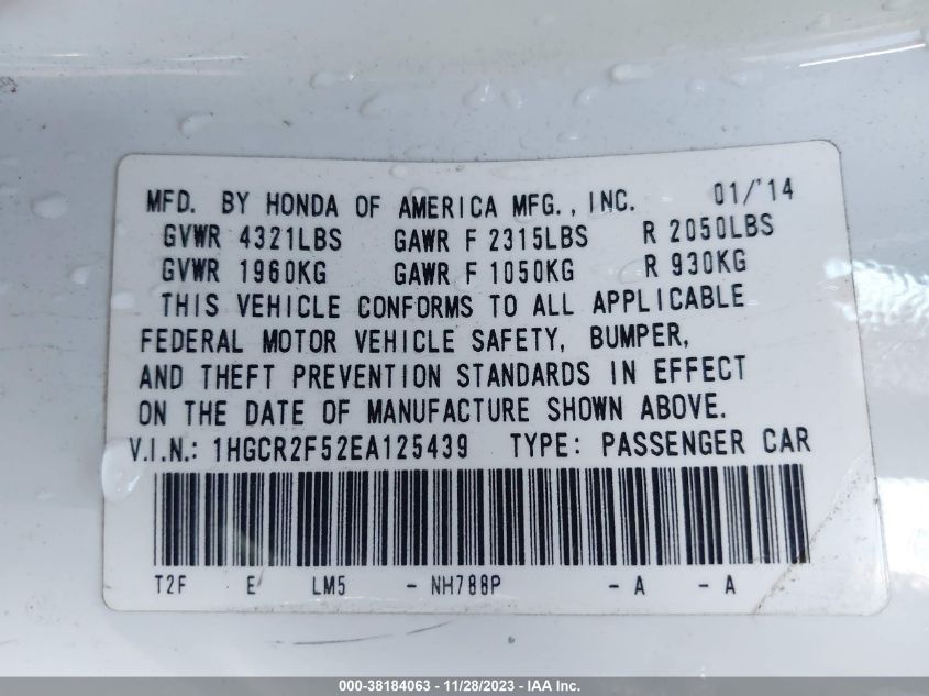 2014 HONDA ACCORD SPORT - 1HGCR2F52EA125439