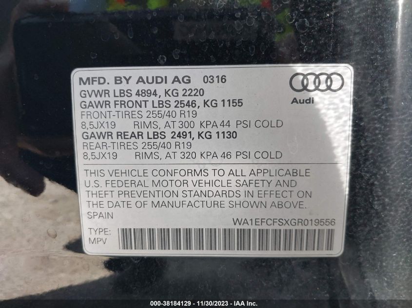 2016 AUDI Q3 PREMIUM PLUS - WA1EFCFSXGR019556