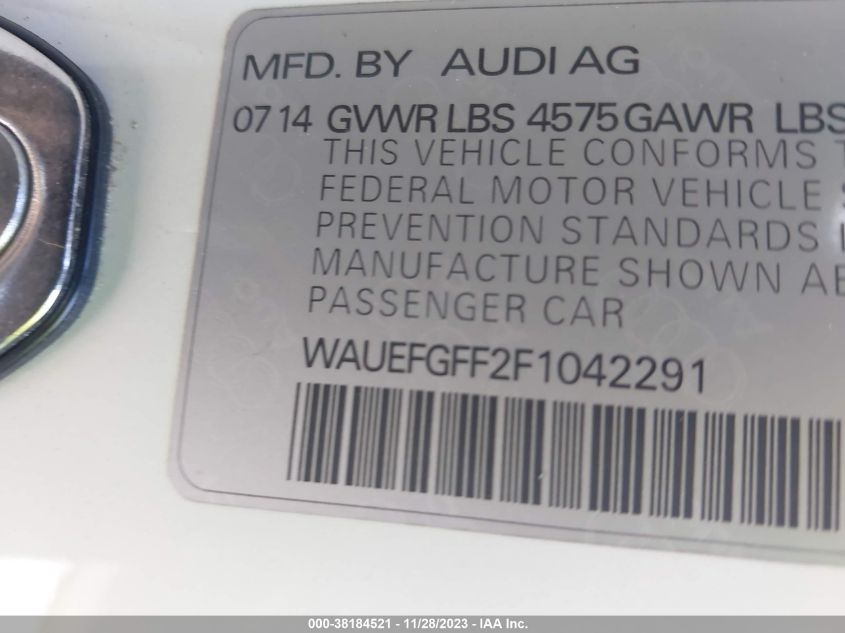 VIN WAUEFGFF2F1042291 2015 AUDI A3 no.9