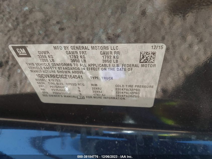 2016 CHEVROLET SILVERADO 1500 1LT - 1GCVKREC0GZ164541