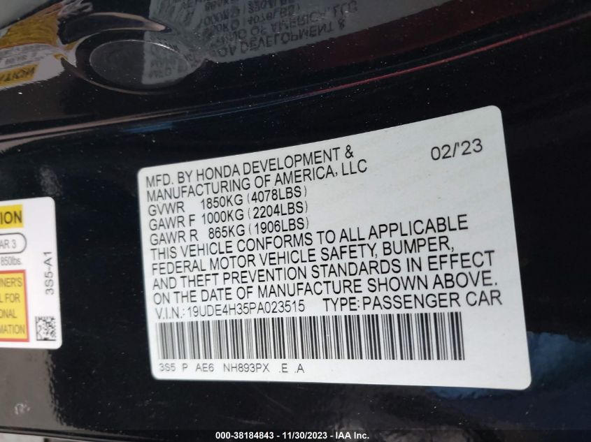2023 ACURA INTEGRA A-SPEC 19UDE4H35PA023515