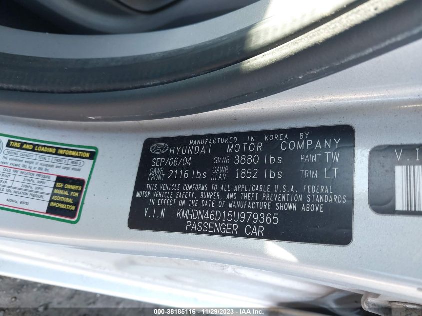 KMHDN46D15U979365 | 2005 HYUNDAI ELANTRA