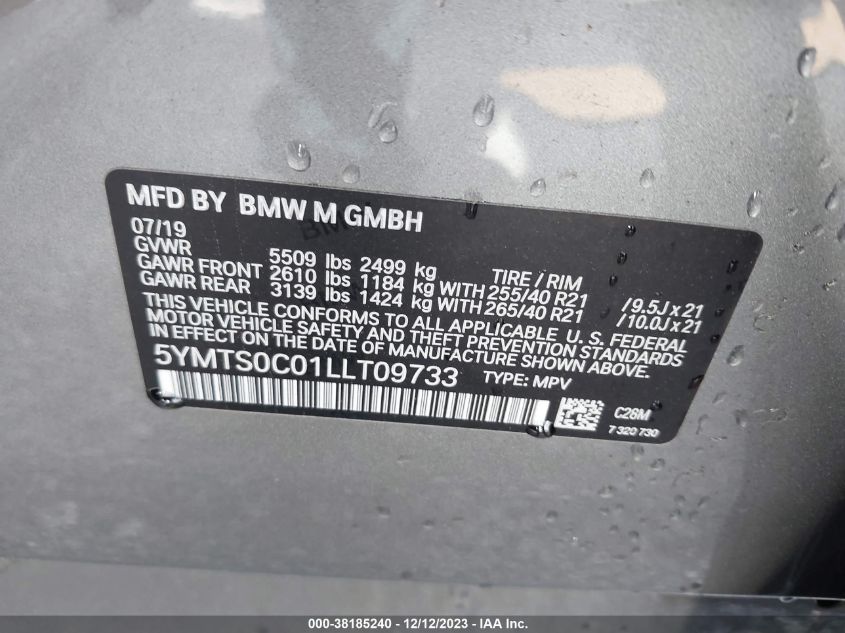 2020 BMW X3 M X3 M/X3 M COMPETITION - 5YMTS0C01LLT09733
