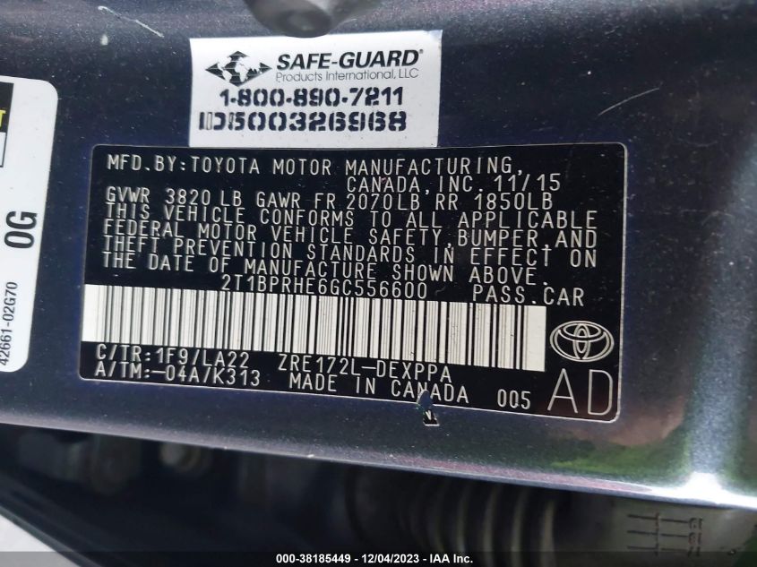 2016 TOYOTA COROLLA LE ECO PREMIUM - 2T1BPRHE6GC556600