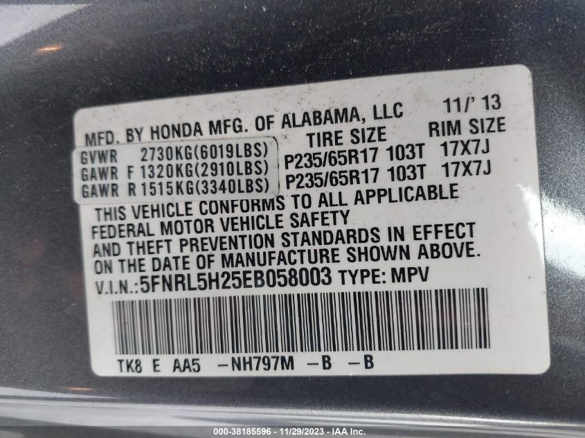 2014 HONDA ODYSSEY LX - 5FNRL5H25EVO5A003