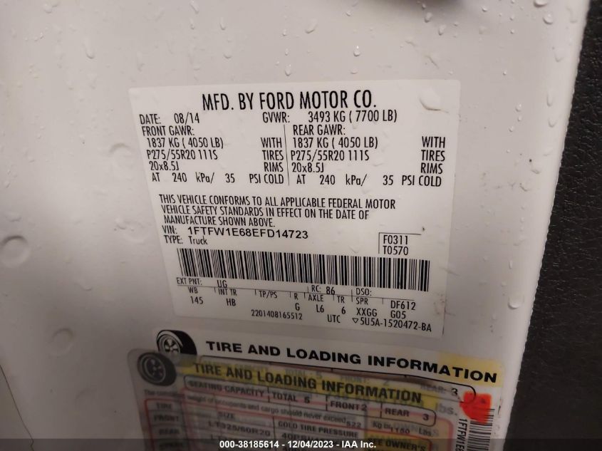 2014 FORD F-150 LARIAT - 1FTFW1E68EFD14723