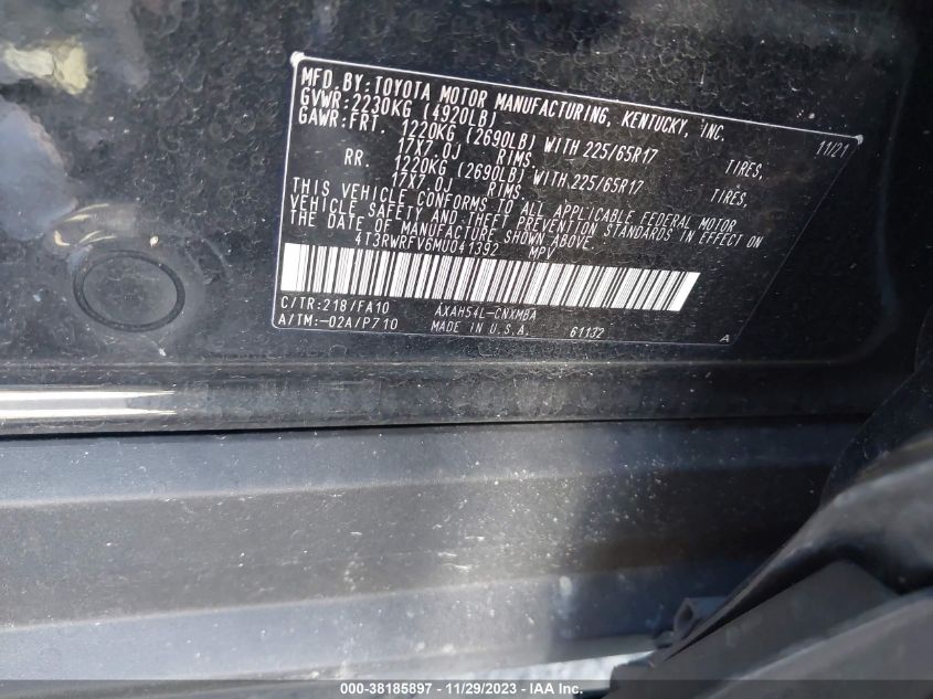 2021 TOYOTA RAV4 XLE - 4T3RWRFV6MU041392