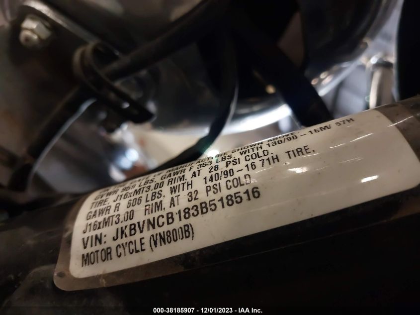 2003 KAWASAKI VN800 B JKBVNCB183B518516
