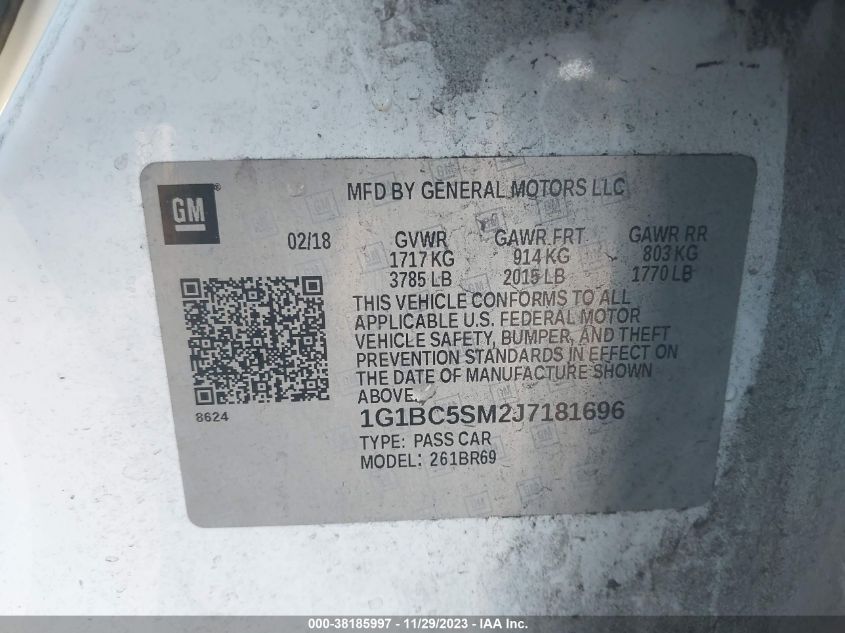 2018 CHEVROLET CRUZE LS - 1G1BC5SM2J7181696