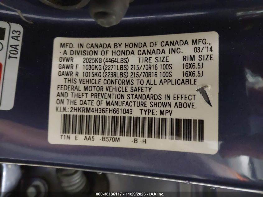 2014 HONDA CR-V LX - 2HKRM4H36EH661043