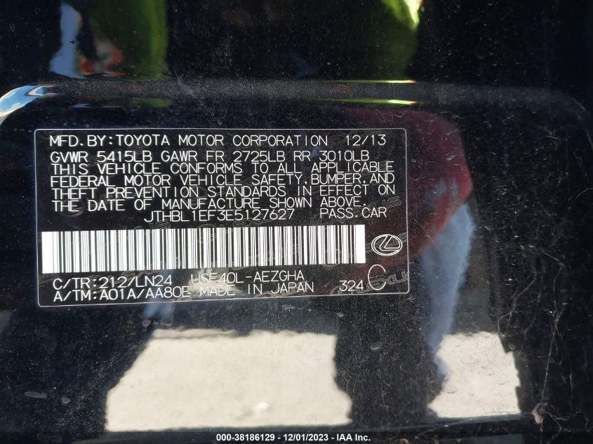 2014 LEXUS LS 460 0JTHBL1EF3E512762