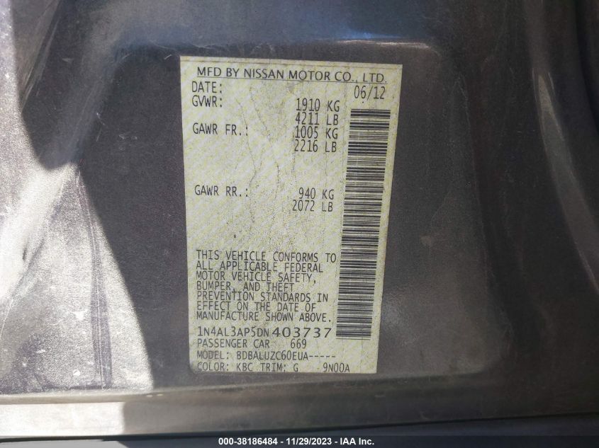 2013 NISSAN ALTIMA 2.5 SV - 1N4AL3AP5DN403737