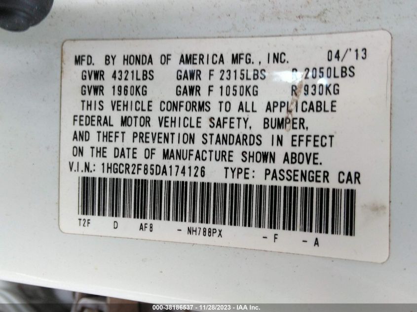 2013 HONDA ACCORD EX-L - 1HGCR2F85DA174126