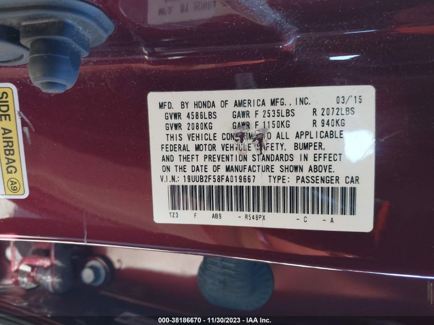 2015 ACURA TLX V6 TECH - 19UUB2F58FA019667