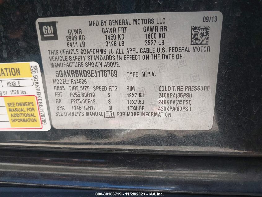 2014 BUICK ENCLAVE LEATHER - 5GAKRBKD8EJ176789