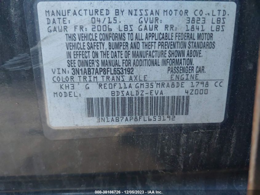 2015 NISSAN SENTRA - 3N1AB7AP8FL653192