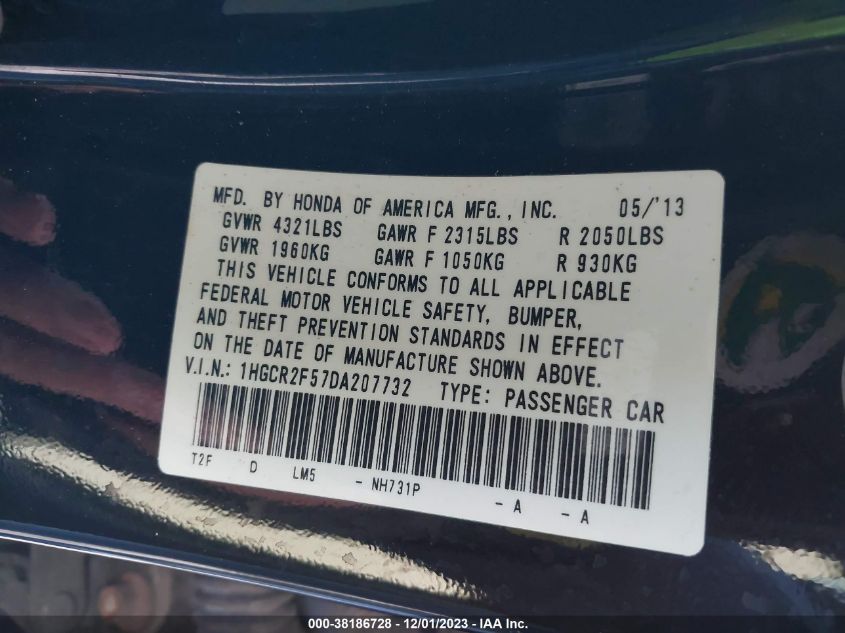 2013 HONDA ACCORD SPORT - 1HGCR2F57DA207732