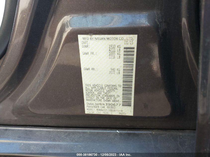 2015 NISSAN ALTIMA 2.5/S/SV/SL - 1N4AL3AP8FN390677