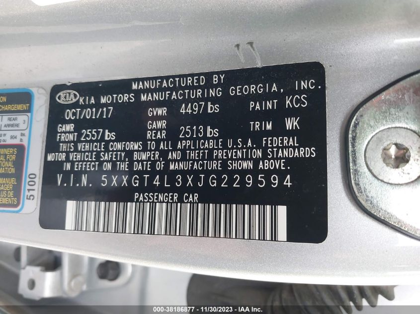 2018 KIA OPTIMA LX - 5XXGT4L3XJG229594