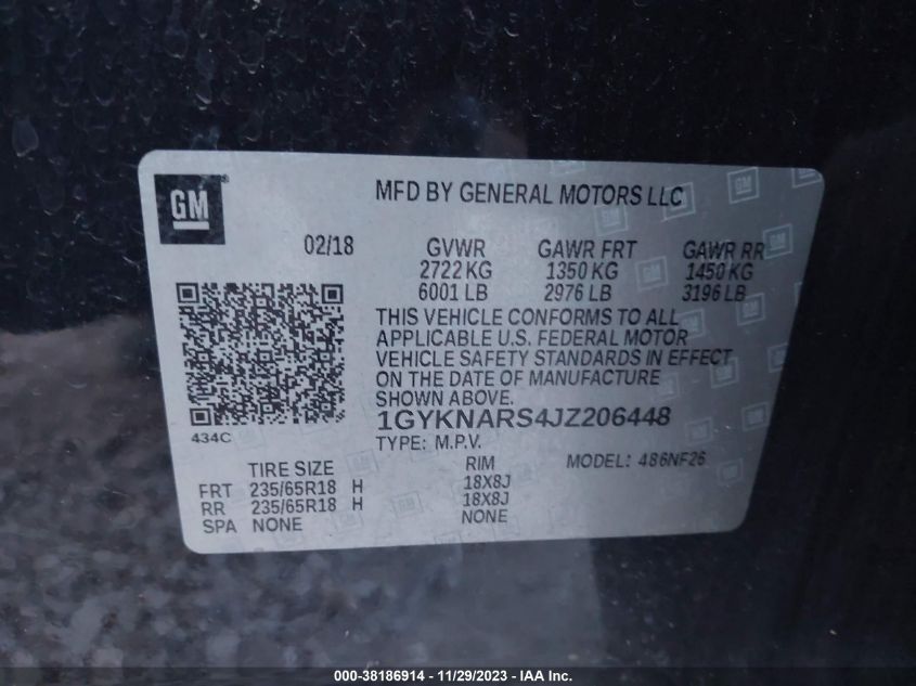 2018 CADILLAC XT5 - 1GYKNARS4JZ206448