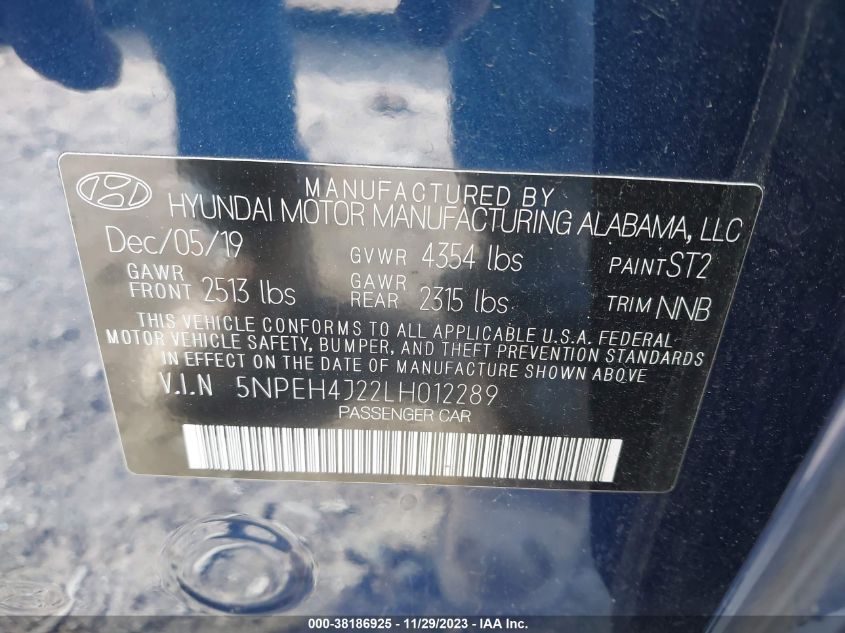 2020 HYUNDAI SONATA LIMITED - 5NPEH4J22LH012289