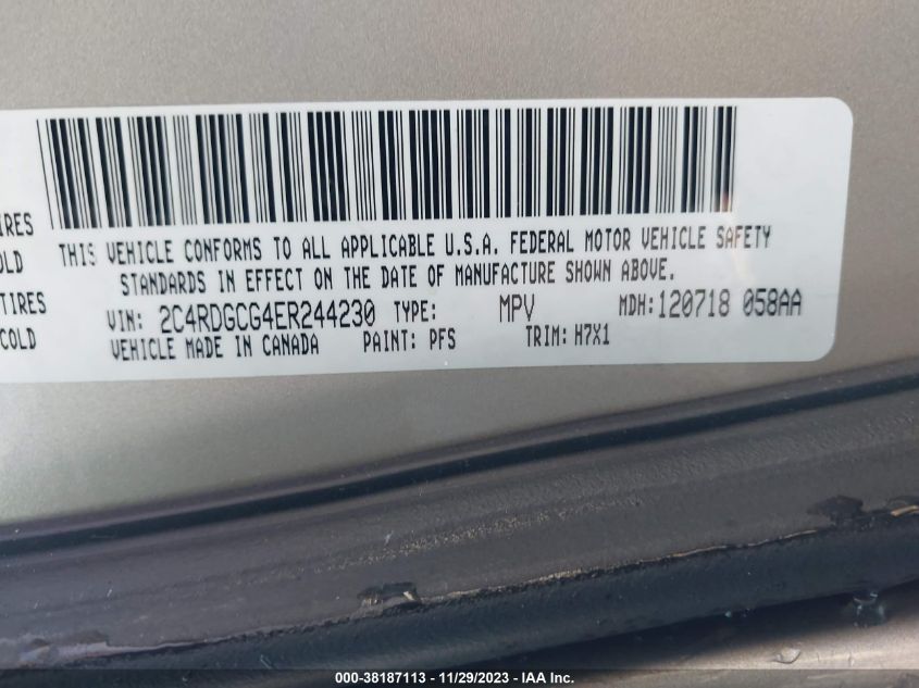 2014 DODGE GRAND CARAVAN SXT - 2C4RDGCG4ER244230