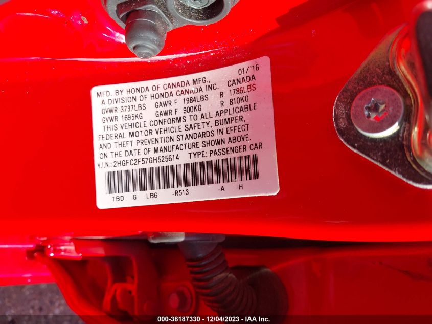 2016 HONDA CIVIC LX - 2HGFC2F57GH525614