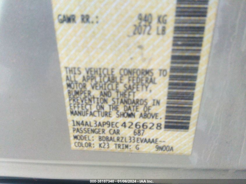 2014 NISSAN ALTIMA 2.5 S - 1N4AL3AP9EC426628