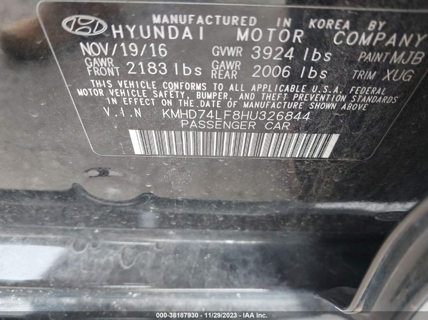 2017 HYUNDAI ELANTRA SE - KMHD74LF8HU326844
