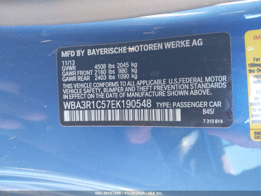 2014 BMW 435I WBA3R1C57EK190548