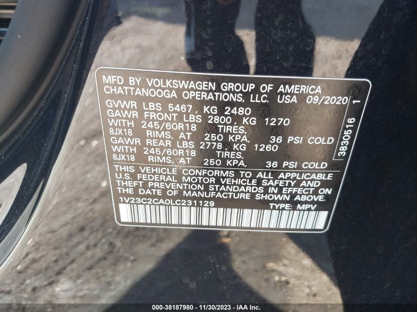 2020 VOLKSWAGEN ATLAS CROSS SPORT 2.0T SE - 1V23C2CA0LC231129