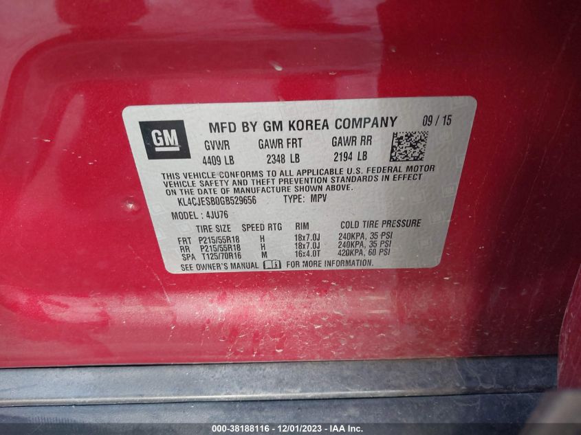 2016 BUICK ENCORE - KL4CJESB0GB529656