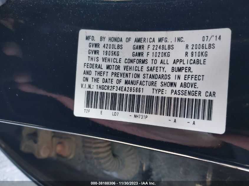 2014 HONDA ACCORD LX - 1HGCR2F34EA285661