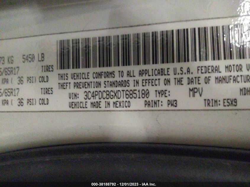 2013 DODGE JOURNEY SXT - 3C4PDCBGXDT685180