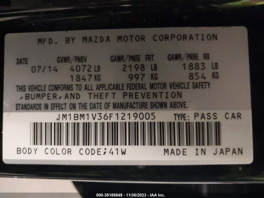 2015 MAZDA MAZDA3 S TOURING - JM1BM1V36F1219005