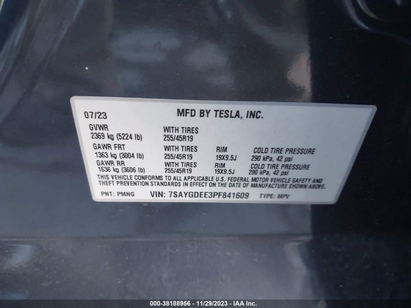 2023 TESLA MODEL Y - 7SAYGDEE3PF841609
