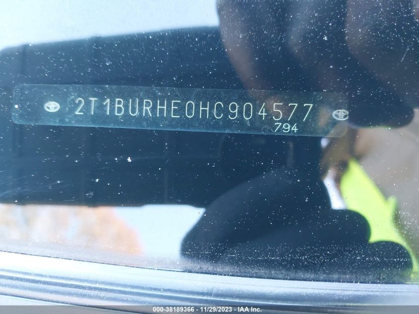 2017 TOYOTA COROLLA L/LE/XLE/SE/XSE - 2T1BURHE0HC904577