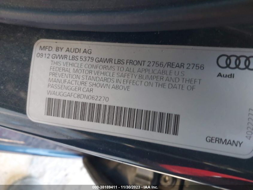2013 AUDI A6 PREMIUM PLUS - WAUGGAFC8DN062270