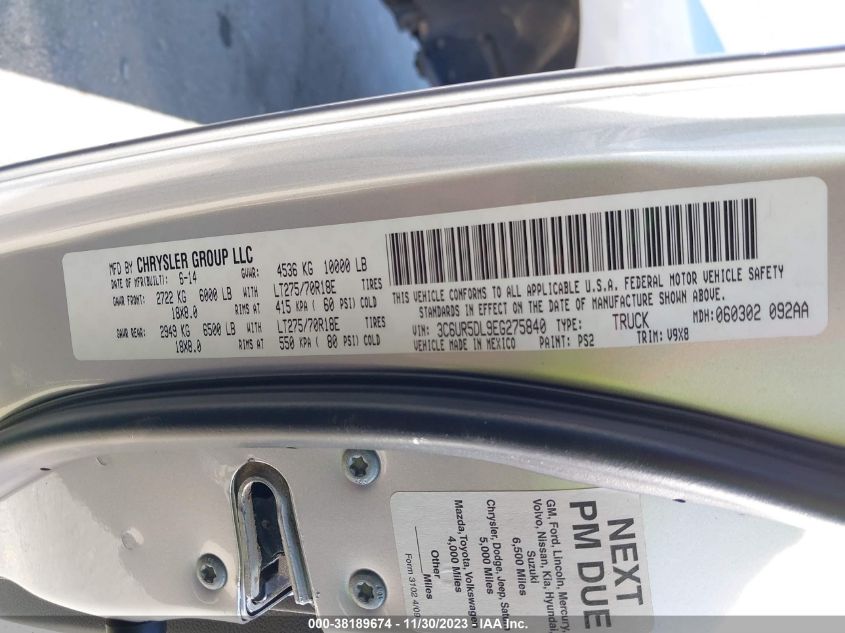 2014 RAM 2500 SLT - 3C6UR5DL9EG275840