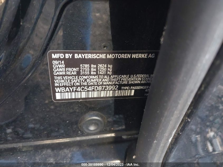 2015 BMW 740LI XDRIVE WBAYF4C54FD873992