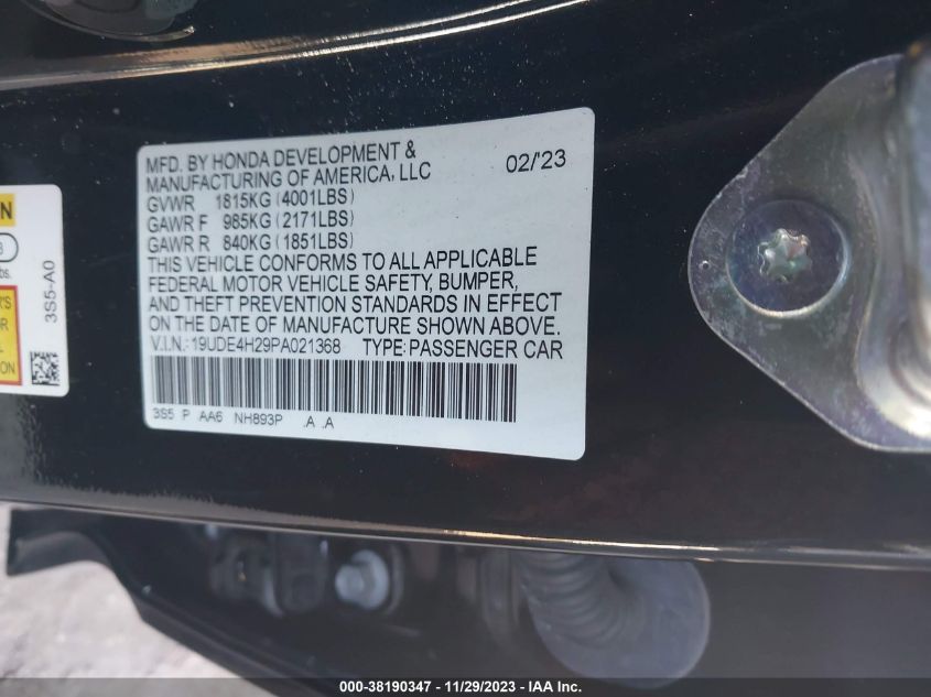 2023 ACURA INTEGRA 19UDE4H29PA021368