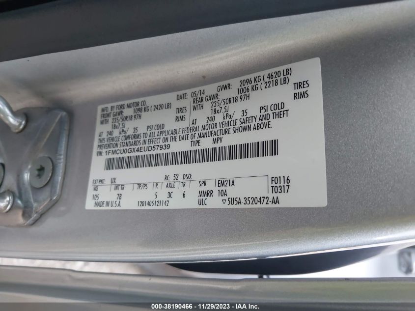 2014 FORD ESCAPE SE - 1FMCU0GX4EUD57939