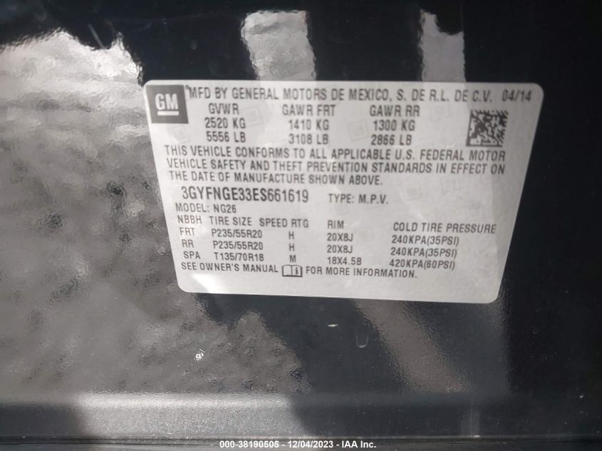 2014 CADILLAC SRX PREMIUM COLLECTION - 3GYFNGE33ES661619