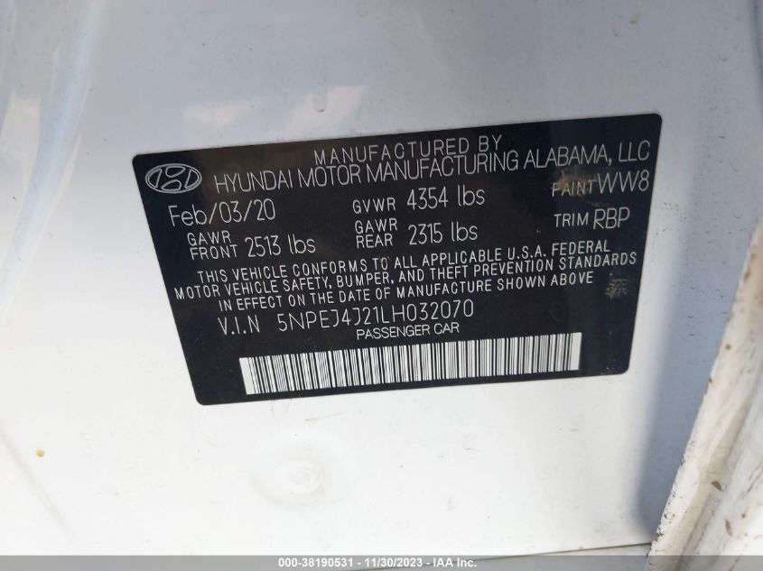 2020 HYUNDAI SONATA SEL PLUS - 5NPEJ4J21LH032070
