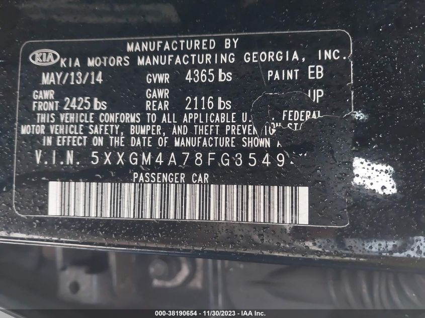 2015 KIA OPTIMA LX - 5XXGM4A78FG354944