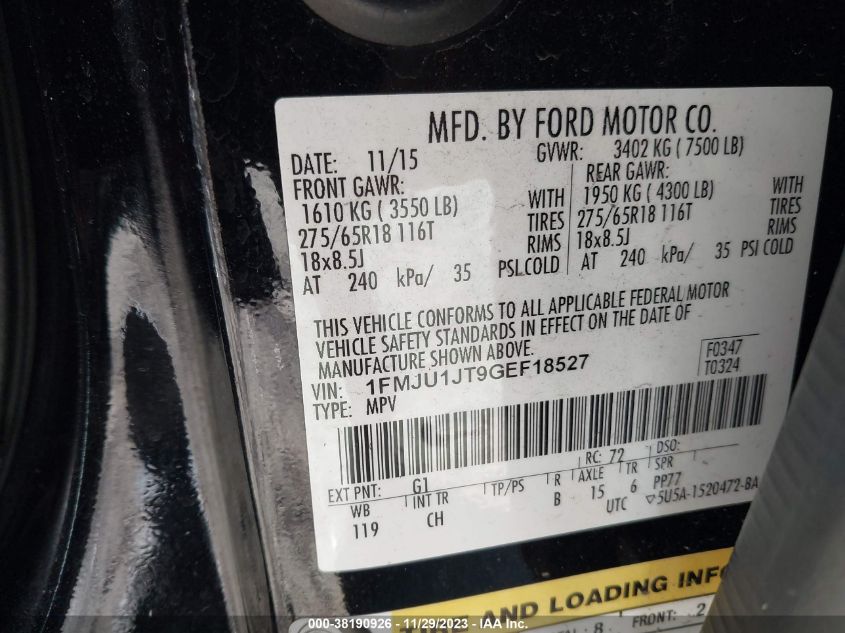 2016 FORD EXPEDITION XLT/KING RANCH - 1FMJU1JT9GEF18527