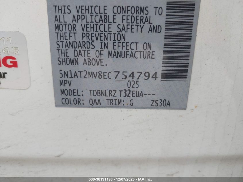 2014 NISSAN ROGUE SL - 5N1AT2MV8EC754794